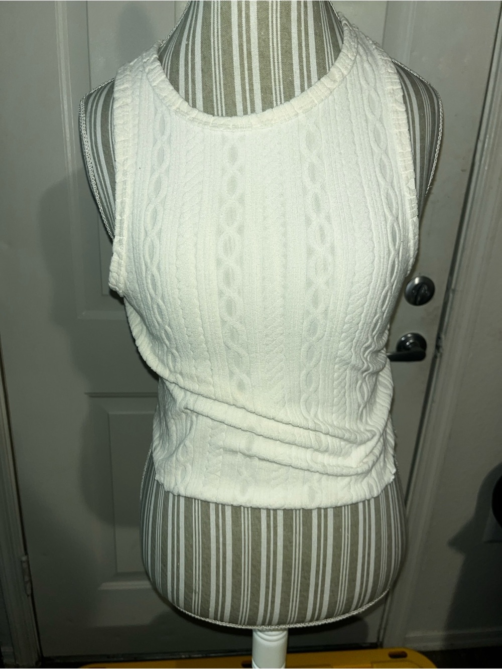 Moa Moa White Cable Knit Tank Top